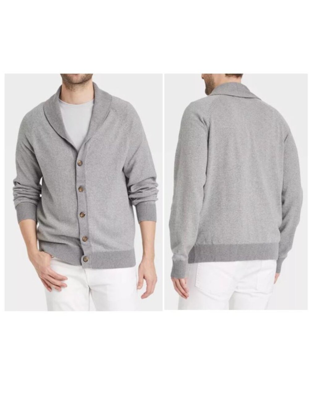 NWT Men’s Sm 100% Cotton Gray Knit Cardigan Sweater Long Sleeve Goodfellow & Co